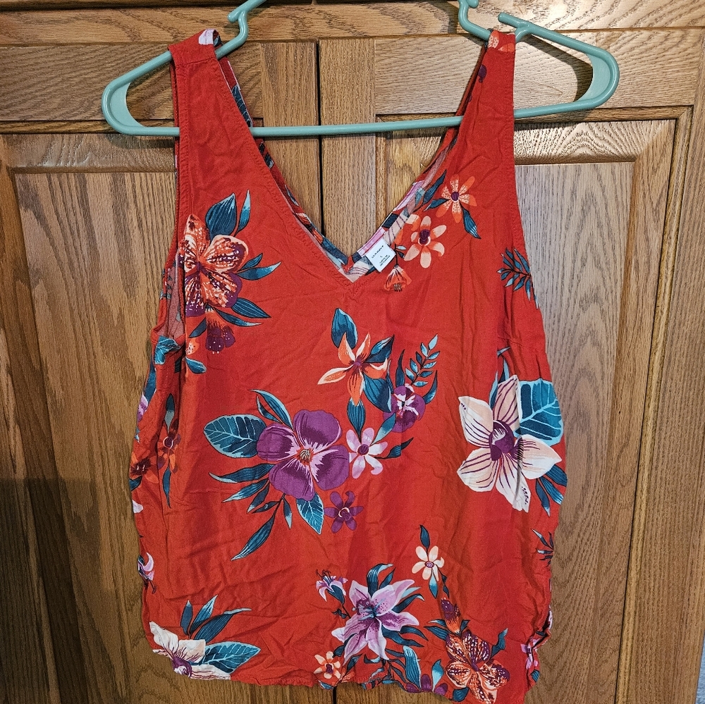 Floral Red Sleeveless Top